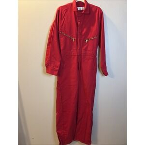 Red Kap Work Coveralls Mens Sz 36R Navy Boiler Suit Zip Front Mechanic Jumpsuit